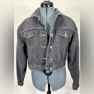 Crop Blackgrey Jean Jacket